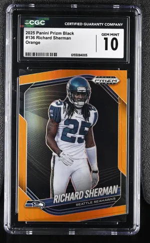 2025 Panini Prizm Black #136 Richard Sherman /49 CGC 10