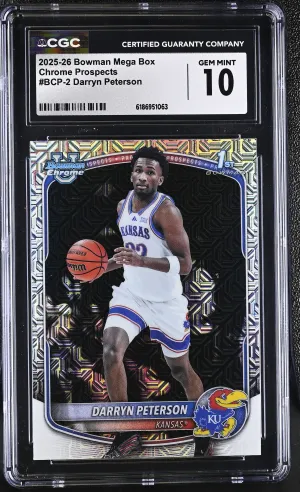 2025-26 Bowman Mega Box Chrome Prospects #BCP-2 Darryn Peterson CGC 10 front