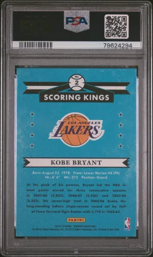 2014 Panini Donruss Scoring Kings Kobe Bryant Scoring Kings-Blue P/P PSA 8 back