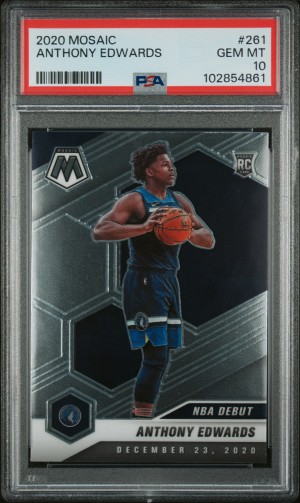 2020 Panini Mosaic Anthony Edwards NBA Debut PSA 10 front