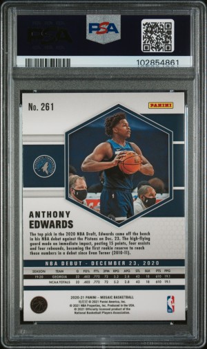 2020 Panini Mosaic Anthony Edwards NBA Debut PSA 10 back