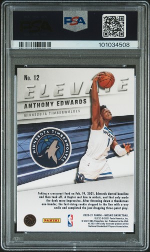2020 Panini Mosaic Anthony Edwards Elevate PSA 10 back