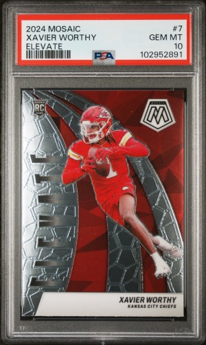 2024 Panini Mosaic Xavier Worthy Elevate PSA 10 front
