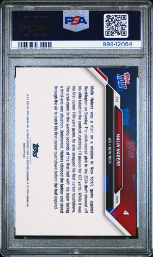 2024 Topps Now Malik Nabers PSA 10 back