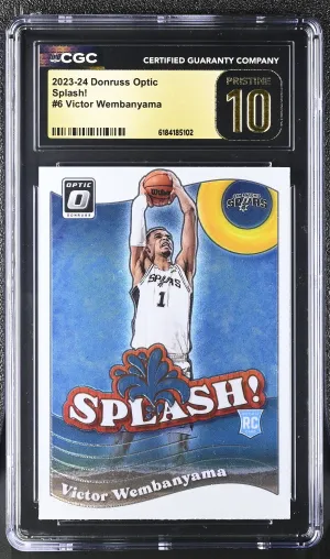 2023-24 Donruss Optic Splash! #6 Victor Wembanyama CGC 10 PRISTINE Rookie RC front