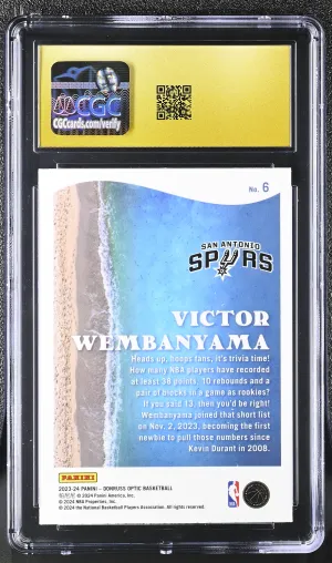 2023-24 Donruss Optic Splash! #6 Victor Wembanyama CGC 10 PRISTINE Rookie RC back