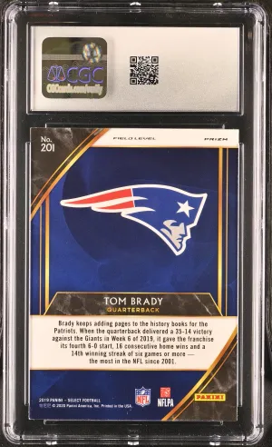 2019-20 Panini Select #201 Tom Brady Field Level Silver Prizm CGC 9 back
