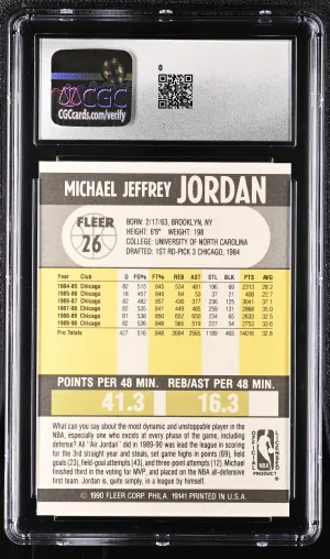 1990-91 Fleer #26 Michael Jordan CGC 9 back