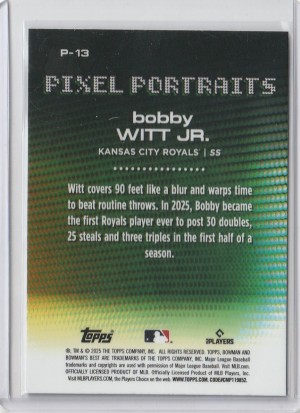2025 Bowman's Best Pixel Portraits Bobby Witt Jr. back