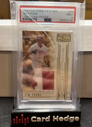 2005 Donruss Prime Patches - Jim Thome #59 Team Logo Patch /32 Read PSA 9 Pop 1 front