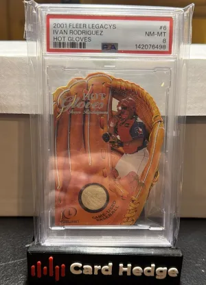 2001 Fleer Legacy - Hot Gloves Game-Used Ball Ivan Rodriguez #6HG (MEM) front
