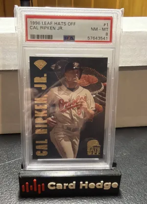 1996 Leaf - Hats Off Cal Ripken #1 /5000 PSA 8 front