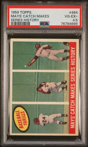 1959 Topps Mays' Catch Makes Series History front