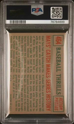 1959 Topps Mays' Catch Makes Series History back