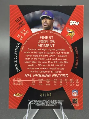 Daunte Culpepper 2005 Topps Finest Green X-Fractor /50 #102 Minnesota Vikings back
