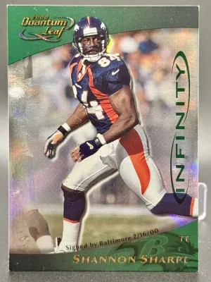 2000 Quantum Leaf Infinity Green /100 Shannon Sharpe #87 HOF front
