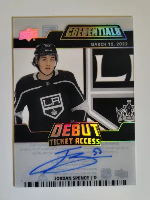 22-23 UD Credentials Jordan Spence acetate debut ticket access auto 48/99 DTA-SP