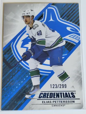 2024-25 Upper Deck Credentials Elias Pettersson Blue 123/299 #15