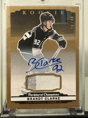 2022-23 PARKHURST CHAMPIONS BRANDT CLARKE PATCH AUTO /35