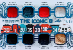 🔥#/30 BRODEUR LUONGO GIGUERE KIPPY ICONIC 8 RELIC 2020-21 Leaf In the Game Used