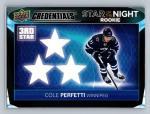 2021-22 UD Credentials - 3rd Star of the Night Rookies Cole Perfetti #3SR-2 (RC)