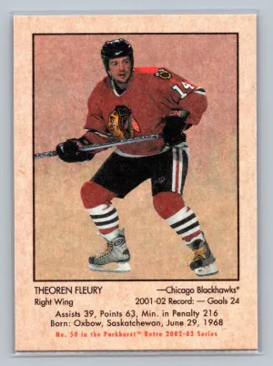 2002-03 Parkhurst Retro Theoren Fleury Mini Parallel Chicago Blackhawks #50