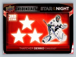 2021-22 Upper Deck Credentials - 3rd Star of the Night Thatcher Demko #3S-2