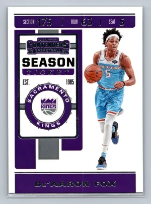 2019-20 Contenders Season Ticket Base #22 De'Aaron Fox - Sacramento Kings