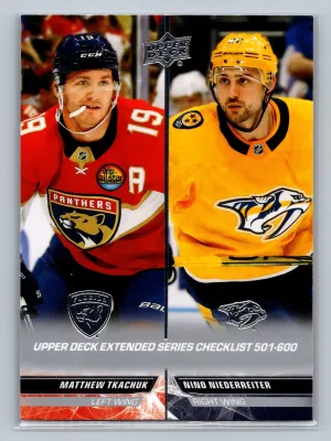 2022-23 UD Extended Series Base Checklist #699 Matthew Tkachuk Niederreiter CL