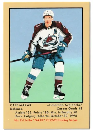 2022-23 Upper Deck Parkhurst Champions Cale Makar 51 Retro Mini Parkie #R-2