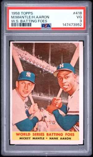 1958 Topps Mantle/Hank Aaron W.S Batting Foes PSA 3 #418