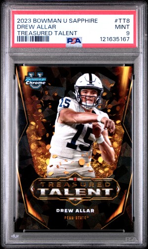 2023 Bowman University Chrome Sapphire Treasured Talent Drew Allar PSA 9
