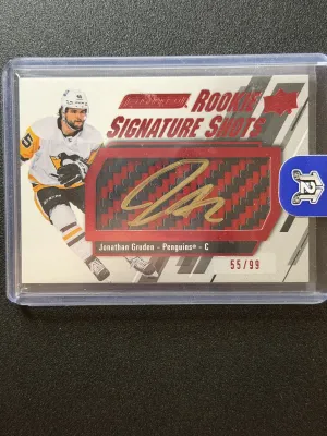 2023-24 Upper Deck Engrained Hockey Jonathan Gruden Rookie Signature Shots Red