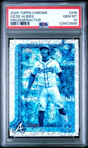 2025 Topps Chrome Ozzie Albies #206 FrozenFractor -1/0 PSA 10 Braves