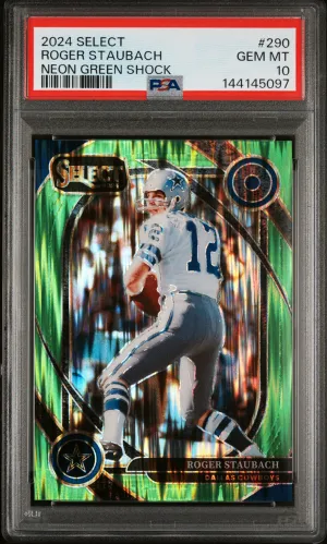 2024 Panini Select Roger Staubach Neon Green Shock