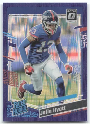 Jalin Hyatt Rookie 2023 Donruss Optic Purple Shock New York Giants