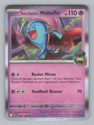 Team Rocket's Wobbuffet 082/182 Rare Destined Rivals Pokemon Holo NM