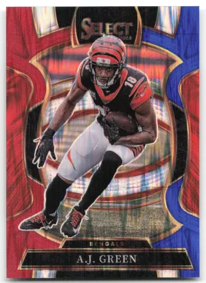 A.J. Green 2025 Panini Select Red and Blue Prizm Shock Cincinnati Bengals