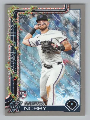 Connor Norby Rookie 2025 Topps Holiday Silver Glitter Holiday Miami Marlins