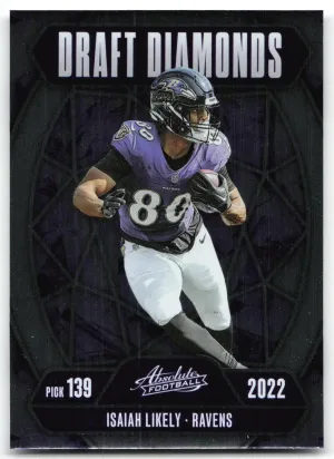 Isaiah Likely 2025 Panini Absolute Draft Diamonds Baltimore Ravens