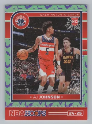 AJ Johnson Rookie 2024-25 Hoops Haunted Hoops Holo Bats #/399 Washington Wizards