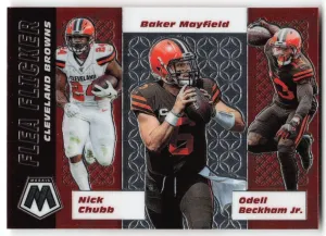 Odell Beckham Jr. / Baker Mayfield / Nick Chubb 2020 Panini Mosaic Flea Flicker