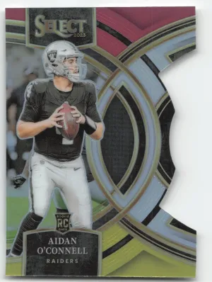 Aidan O'Connell Rookie 2023 Panini Select Black and Red Prizms Die Cuts Raiders