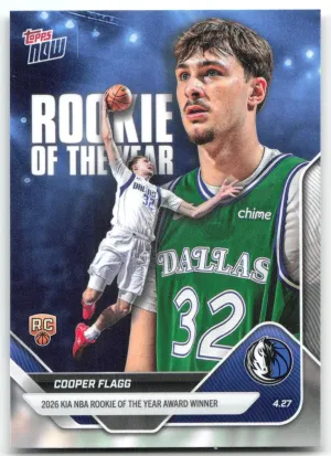 Cooper Flagg 2025-26 Topps Now Awards Dallas Mavericks