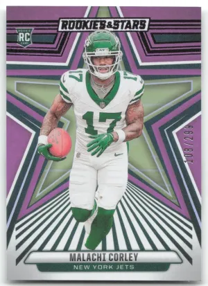 Malachi Corley 2024 Panini Rookies & Stars Purple #/299 New York Jets