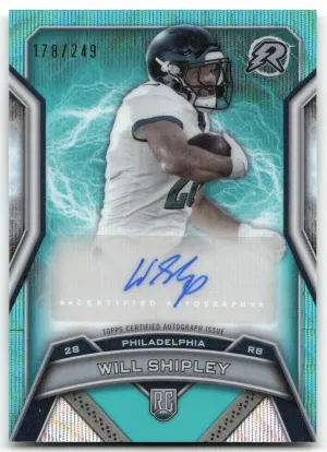 Will Shipley Rookie 2024 Topps Resurgence Signatures Aqua #/249 Eagles