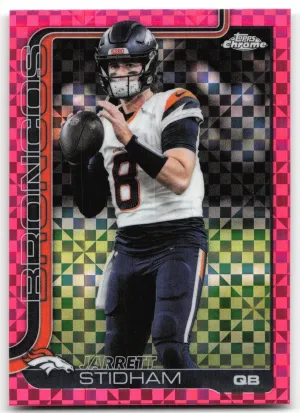 Jarrett Stidham 2025 Topps Chrome Pink X-Fractor Denver Broncos