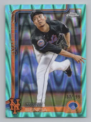 Kodai Senga 2025 Topps Chrome Aqua Lava Refractors #/199 New York Mets