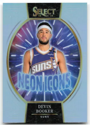 Devin Booker 2024-25 Panini Select Neon Icons Silver Prizms Phoenix Suns