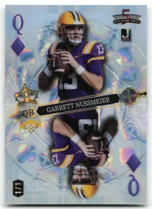 Garrett Nussmeier 2024 Wild Card 5 Card Draw Stacked Deck Ace Crystal #/1
